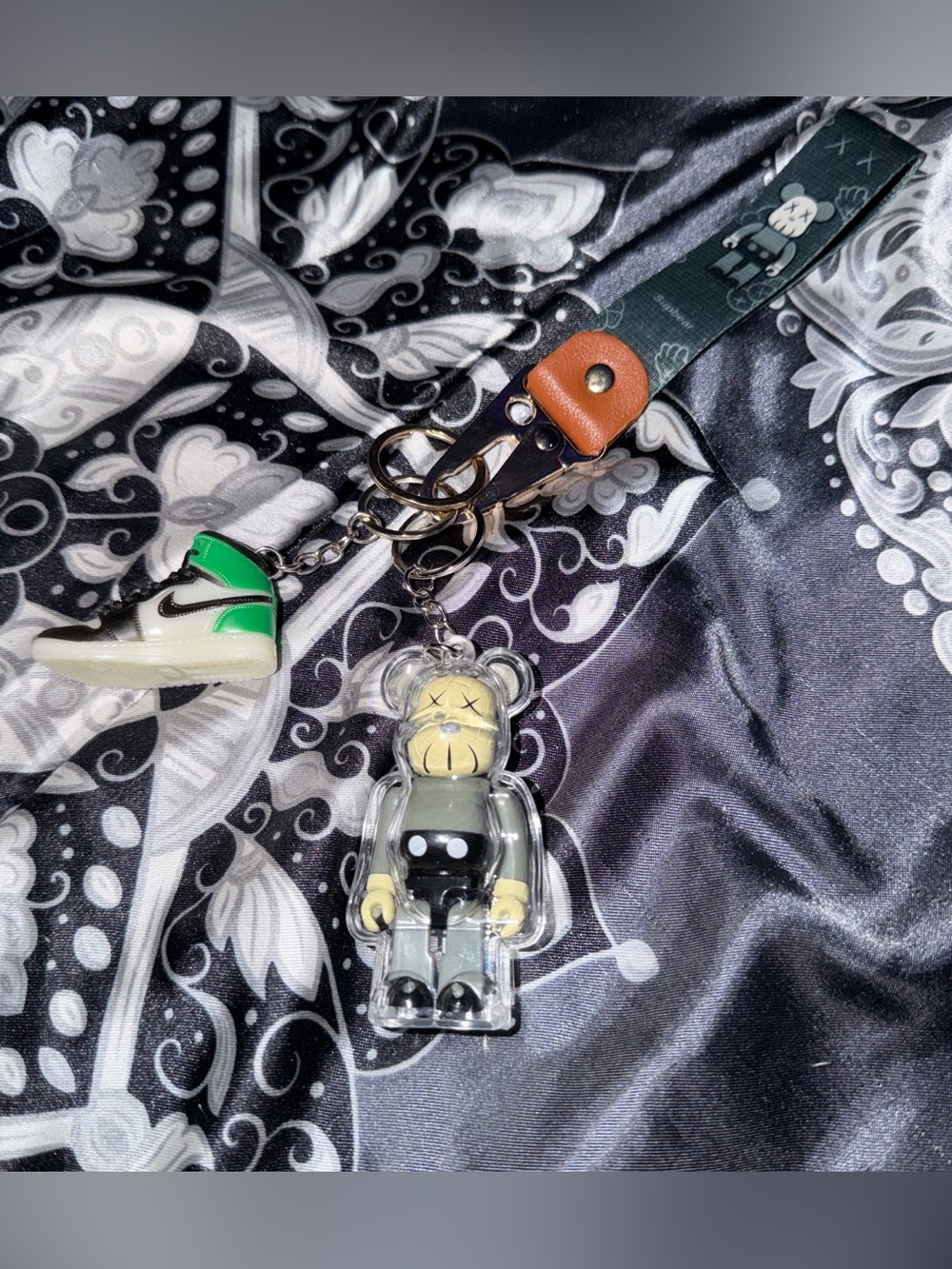 KAWS Black and Green Kids Keychain Strap with Sneaker Charm